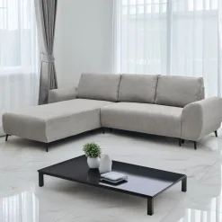 3S. x Home Canapé convertible avec angle à gauche Paolo Velours côtelé Gris Sale