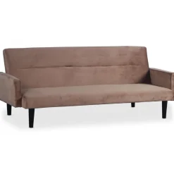 3S. x Home Canapé Convertible Clic-Clac BERTO 3 Places Velours Taupe Gris Clearance