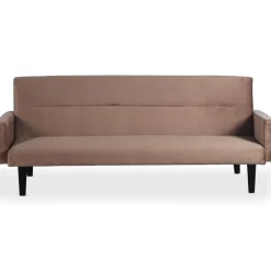 3S. x Home Canapé Convertible Clic-Clac BERTO 3 Places Velours Taupe Gris Clearance