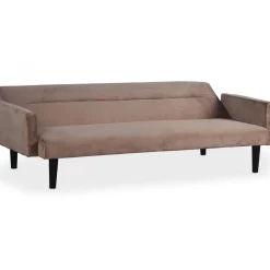 3S. x Home Canapé Convertible Clic-Clac BERTO 3 Places Velours Taupe Gris Clearance