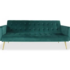 3S. x Home Canapé Conible Clic-Clac JUICY Velours Vert Discount