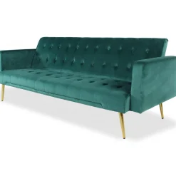 3S. x Home Canapé Conible Clic-Clac JUICY Velours Vert Discount