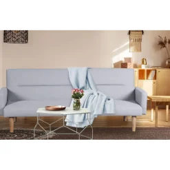 3S. x Home Canapé Convertible Clic-Clac BERTO 3 Places Tissu Clair Gris Clearance