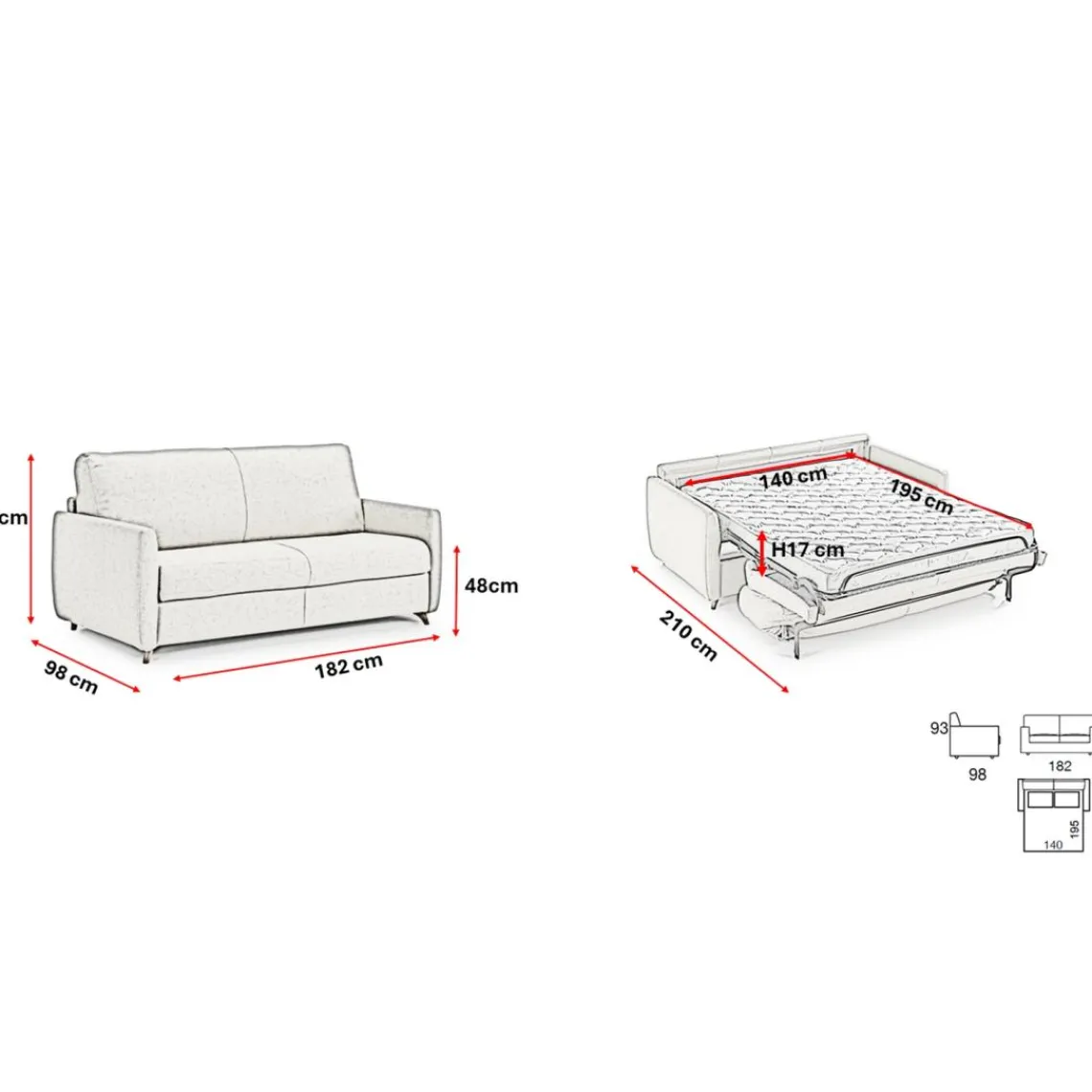 3S. x Home Canapé convertible express Nuit 3 places GIACOMO Bleu Outlet