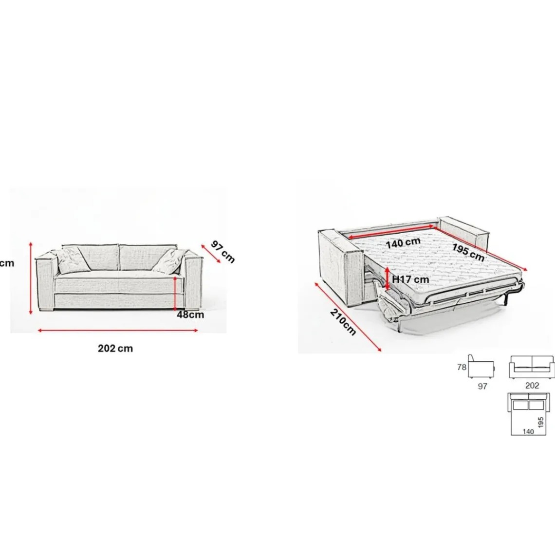 3S. x Home Canapé convertible express 3 places ISABELLA Gris clair Clearance