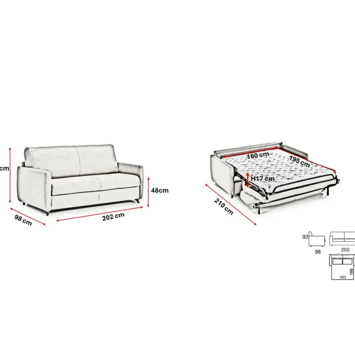 3S. x Home Canapé convertible express Canard 3 places GIACOMO Bleu Hot