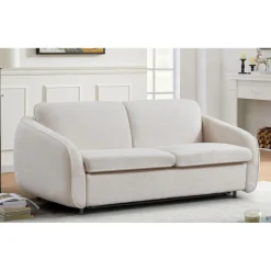 3S. x Home Canapé convertible express Naturali Tissu bouclette Crème Outlet