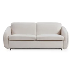 3S. x Home Canapé convertible express Naturali Tissu bouclette Crème Outlet