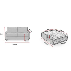 3S. x Home Canapé convertible express 3 places GIULIA Gris