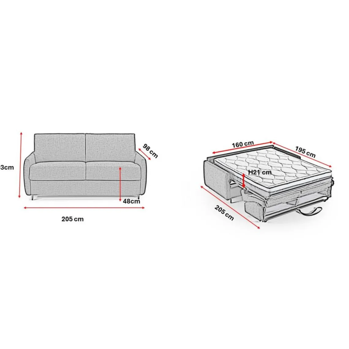 3S. x Home Canapé convertible express 3 places GIULIA Gris
