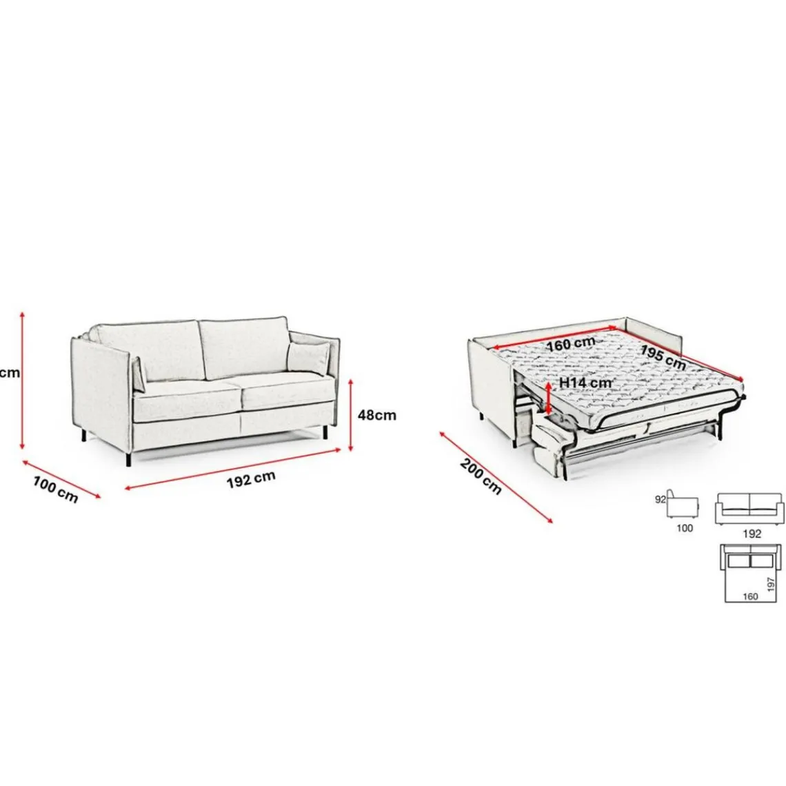 3S. x Home Canapé convertible express 3 places ELISA Gris anthracite Online