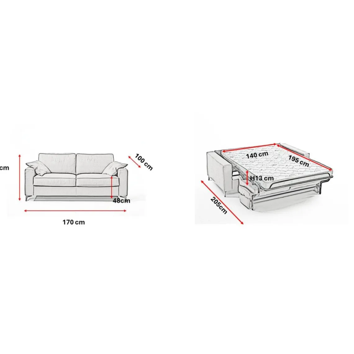 3S. x Home Canapé convertible express 3 places CARLA Gris clair Outlet