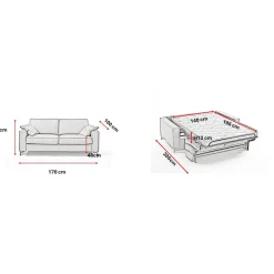 3S. x Home Canapé convertible express 3 places CARLA Gris clair Outlet