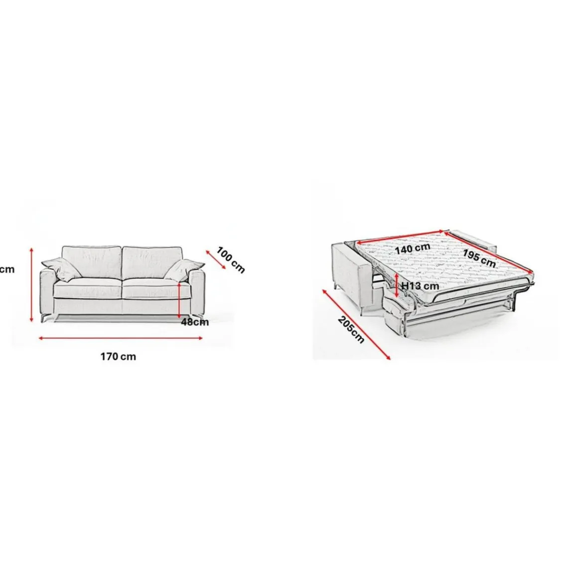 3S. x Home Canapé convertible express 3 places CARLA Gris clair Outlet