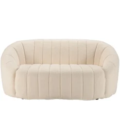 Macabane Canapé coquillage 2 places en tissu bouclette écru LEOPOLD Beige Best