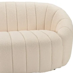 Macabane Canapé coquillage 2 places en tissu bouclette écru LEOPOLD Beige Best