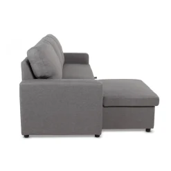 3S. x Home Canapé d'angle convertible BALEARES Tissu Gris clair New
