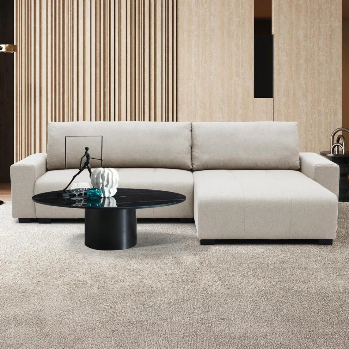 3S. x Home Canapé d'angle convertible élégant Malone Tissu Beige Best