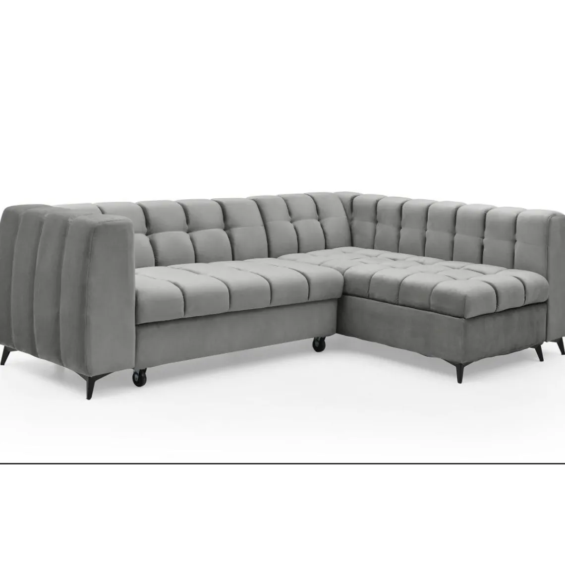 3S. x Home Canapé d'angle convertible Chessy Velours Gris New