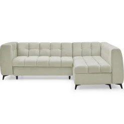 3S. x Home Canapé d'angle convertible Chessy Velours Beige Hot