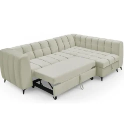 3S. x Home Canapé d'angle convertible Chessy Velours Beige Hot