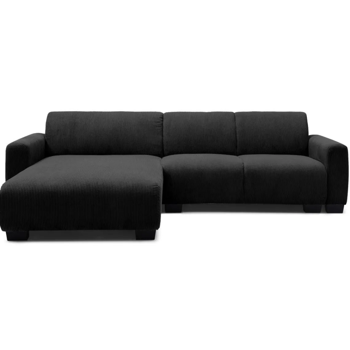 3S. x Home Canapé d'angle moderne Wallis Velours côtelé Noir Online