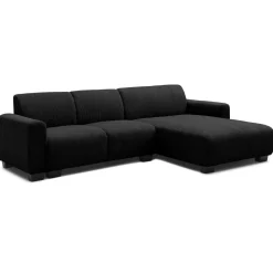 3S. x Home Canapé d'angle moderne Wallis Velours côtelé Noir Online