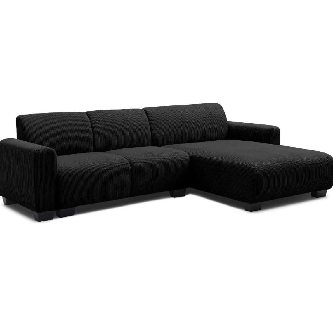 3S. x Home Canapé d'angle moderne Wallis Velours côtelé Noir Online