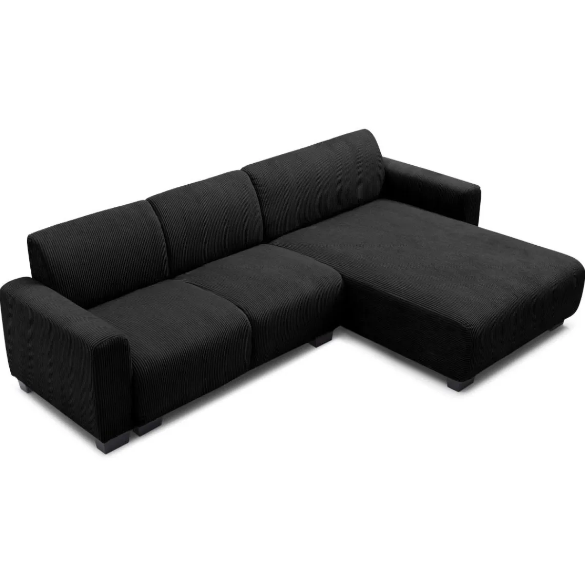 3S. x Home Canapé d'angle moderne Wallis Velours côtelé Noir Online