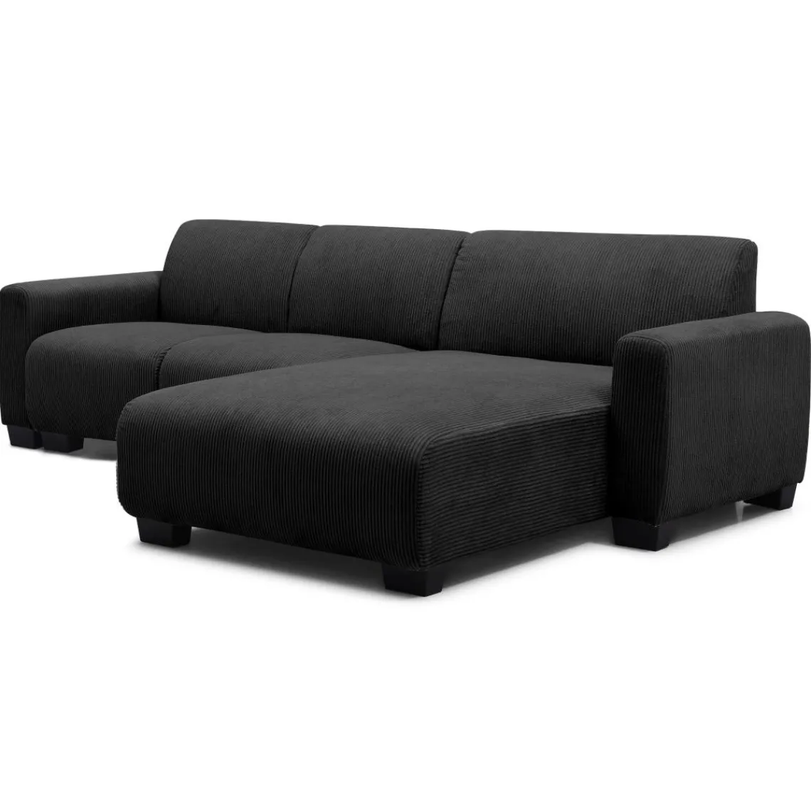 3S. x Home Canapé d'angle moderne Wallis Velours côtelé Noir Online
