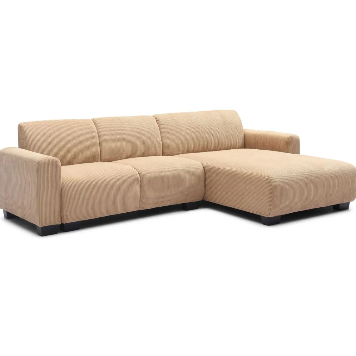 3S. x Home Canapé d'angle moderne Wallis Velours côtelé Beige Online
