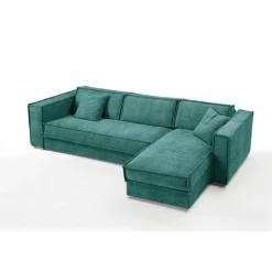 3S. x Home Canapé d'angle reversible convertible express avec méridienne coffre ISABELLA Angle Bleu canard Sale