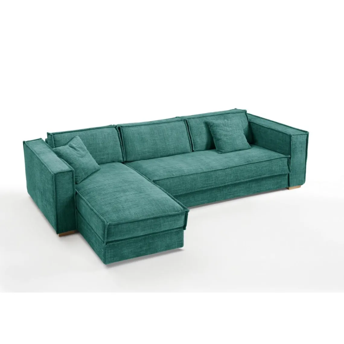 3S. x Home Canapé d'angle reversible convertible express avec méridienne coffre ISABELLA Angle Bleu canard Sale