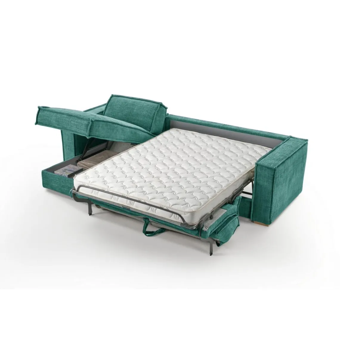 3S. x Home Canapé d'angle reversible convertible express avec méridienne coffre ISABELLA Angle Bleu canard Sale