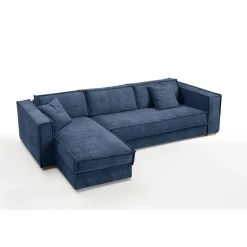 3S. x Home Canapé d'angle reversible convertible express avec méridienne coffre ISABELLA Angle Bleu