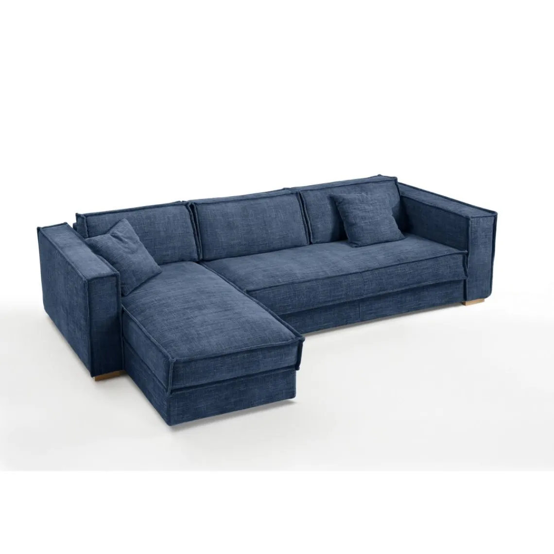 3S. x Home Canapé d'angle reversible convertible express avec méridienne coffre ISABELLA Angle Bleu