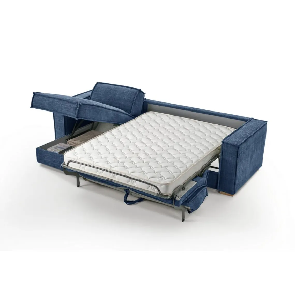 3S. x Home Canapé d'angle reversible convertible express avec méridienne coffre ISABELLA Angle Bleu