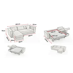 3S. x Home Canapé d'angle reversible convertible express avec méridienne coffre ISABELLA Angle Bleu