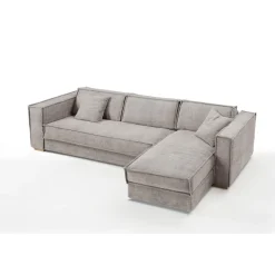 3S. x Home Canapé d'angle reversible convertible express avec méridienne coffre ISABELLA Angle Gris clair