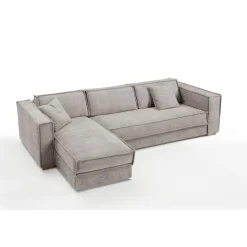 3S. x Home Canapé d'angle reversible convertible express avec méridienne coffre ISABELLA Angle Gris clair