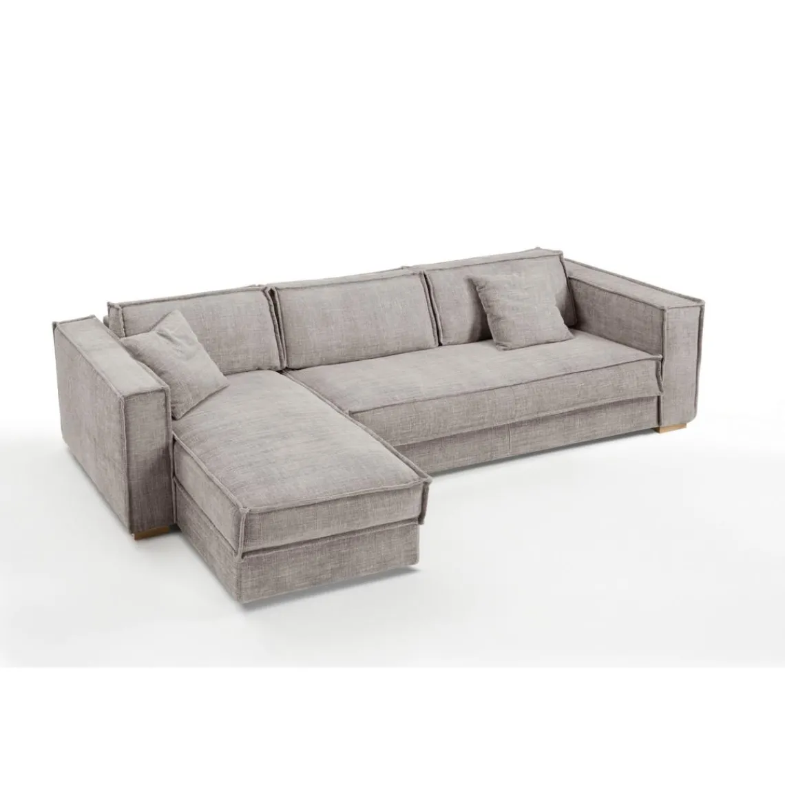 3S. x Home Canapé d'angle reversible convertible express avec méridienne coffre ISABELLA Angle Gris clair