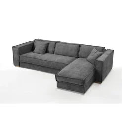 3S. x Home Canapé d'angle reversible convertible express avec méridienne coffre ISABELLA Angle Gris anthracite Hot