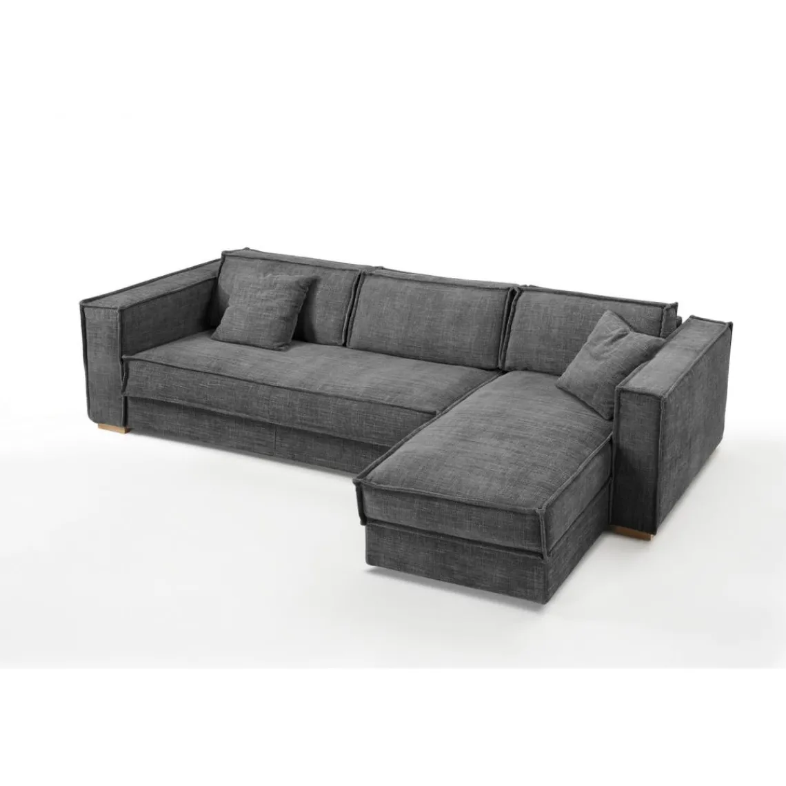 3S. x Home Canapé d'angle reversible convertible express avec méridienne coffre ISABELLA Angle Gris anthracite Hot