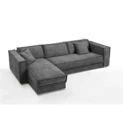 3S. x Home Canapé d'angle reversible convertible express avec méridienne coffre ISABELLA Angle Gris anthracite Hot