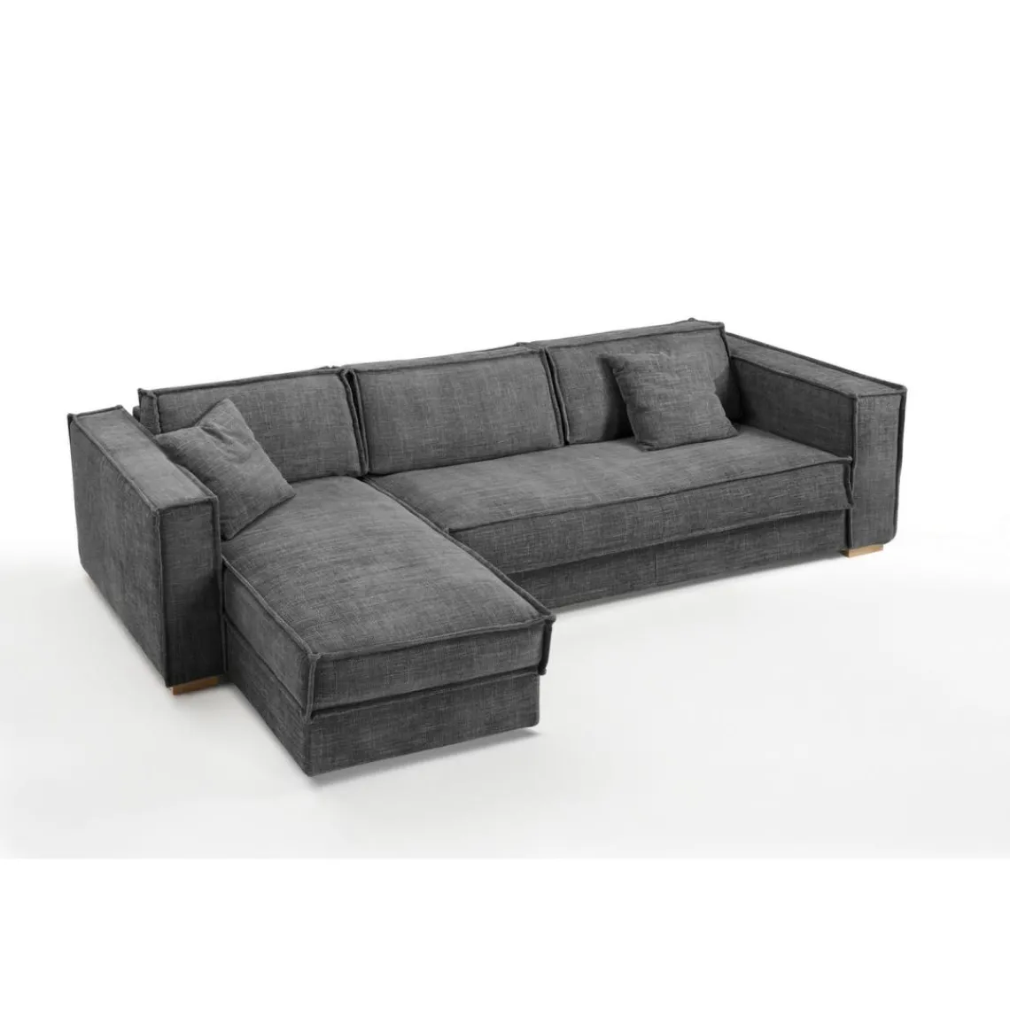 3S. x Home Canapé d'angle reversible convertible express avec méridienne coffre ISABELLA Angle Gris anthracite Hot