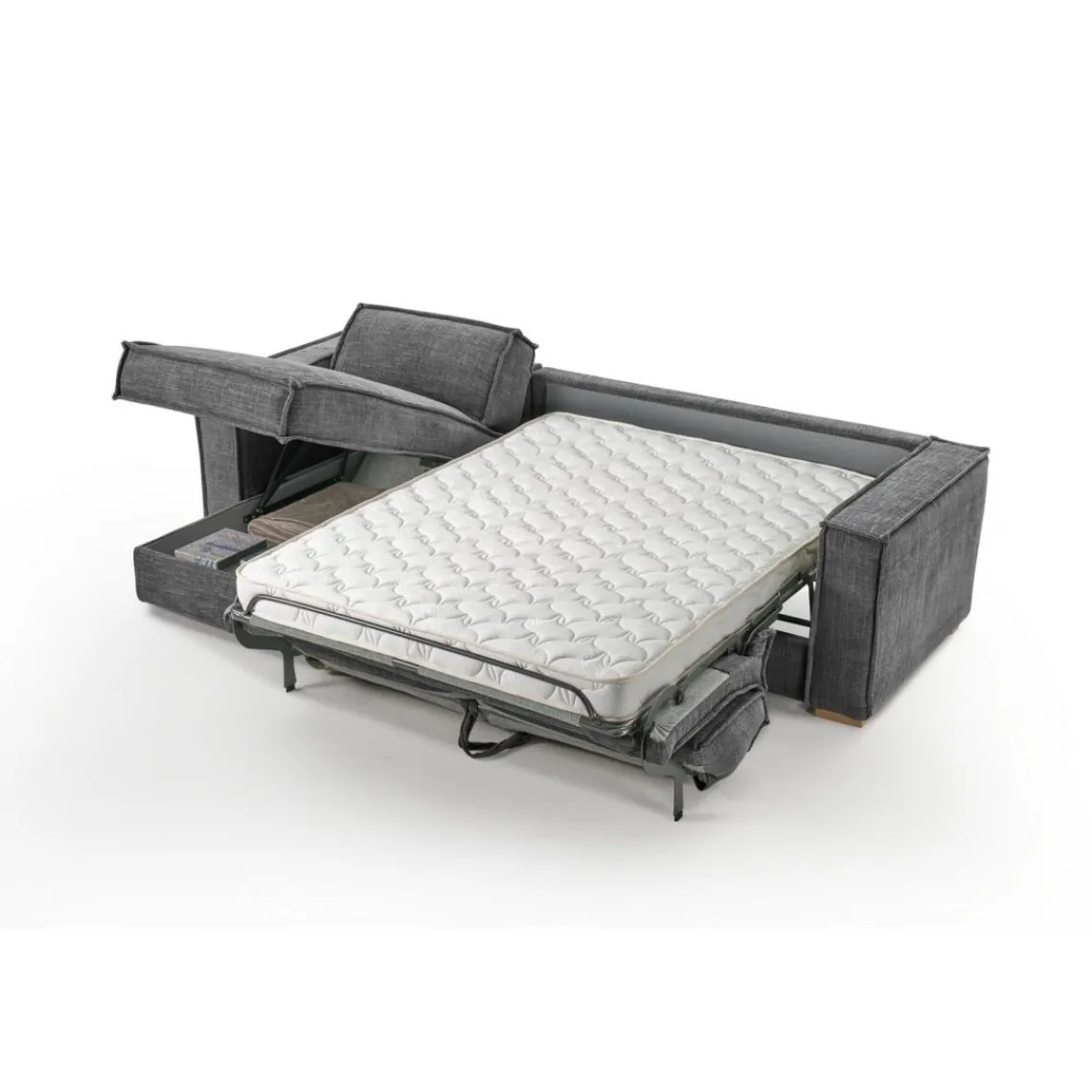 3S. x Home Canapé d'angle reversible convertible express avec méridienne coffre ISABELLA Angle Gris anthracite Hot
