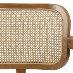 Macabane Canapé FLORES 2 places en teck avecdossier cannage naturel et coussin gris WILL Marron Best