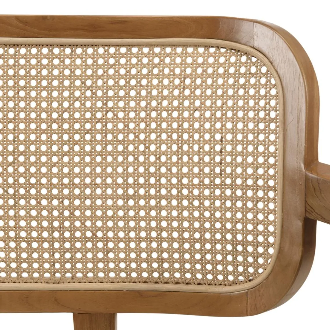 Macabane Canapé FLORES 2 places en teck avecdossier cannage naturel et coussin gris WILL Marron Best