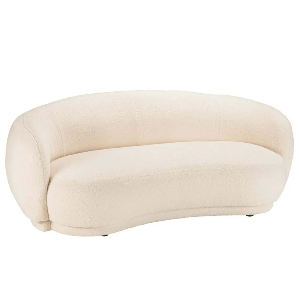 Macabane Canapé haricot 3 places en tissu bouclette écru LEOPOLD Beige Hot