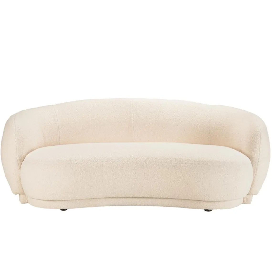 Macabane Canapé haricot 3 places en tissu bouclette écru LEOPOLD Beige Hot